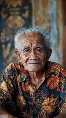 Naklejka premium Elderly Indonesian man with a friendly smile