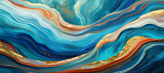 Obraz premium Paint a digital ocean scene using oil textures, incorporating the rich blue hues. Generative AI. 