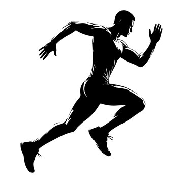 recommend clip art: A silhouette runner person  running marathon
