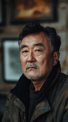 Obraz premium Middle-aged South Korean man with a thoughtful gaze