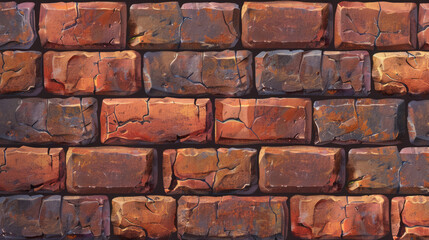 A seamless pattern of a brick wall background in a minimalistic style with a flat lay top view, devoid of shadows and gradients.