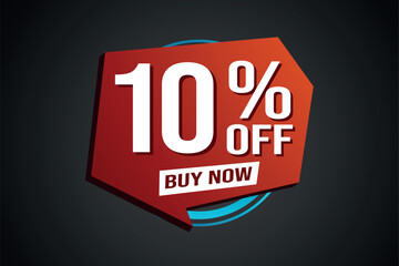 10% ten percent off buy now poster banner graphic design icon logo sign symbol social media website coupon

