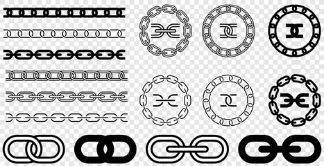 Link chain set Editable Pattern Brush. Chain icon design Transparency Background. Vector illustration concept.
