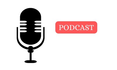 Podcast logo. The microphone icon. Podcast radio icon. Studio microphone with webcast. Audio record concept. Vector illustration.