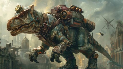 Fototapeta premium Steampunk Dinofelis.