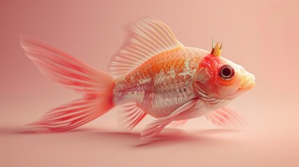 Fototapeta premium Golden Fish with Crown in a Dreamy Pastel Environment