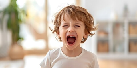 Young child throwing tantrum in room. Concept Child Behavior, Tantrums, Parenting Tips, Emotional Development, Coping Strategies
