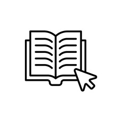 Online library outline icons, minimalist vector illustration ,simple transparent graphic element .Isolated on white background