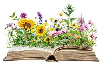 Book with Blooming Sunflowers