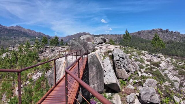 View from Fafiao viewpoint located on the top of parish of Cabril in Montalegre municipality, overlooking Geres Valley, Salamonde Dam and river, Portugal