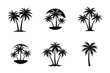 6 Palm trees silhouette