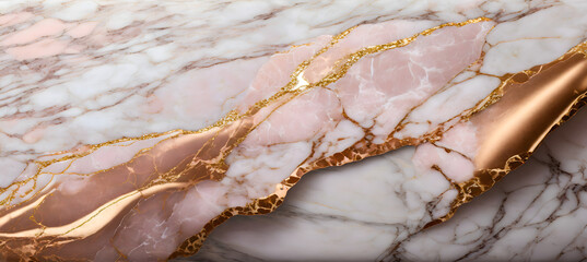 Rose Gold Marble. Generative AI.	
