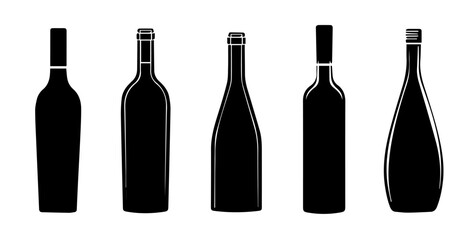 Wine Bottles Silhouettes Collection vector