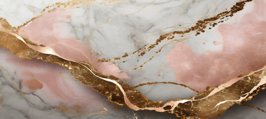 Rose Gold Marbled Cascade background marble. Generative AI.