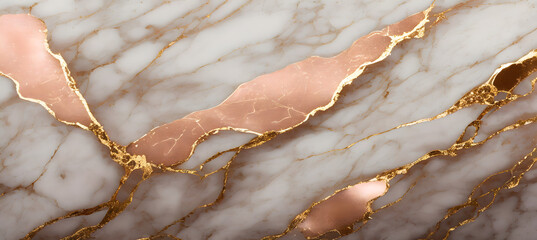 Rose Gold Marbled Cascade background marble. Generative AI.