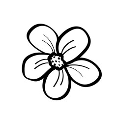 Flower icon doodle sketch. Vector illustration of a cartoon flower. Isolate on white.
