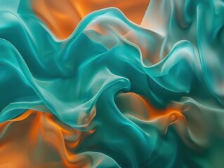 Fototapeta premium abstract 4k wallpaper featuring a mesmerizing blend of teal and orange shapes creating a modern and dynamic design