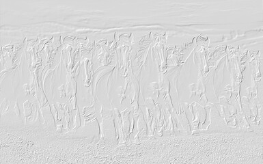 embossed image of herd of horses