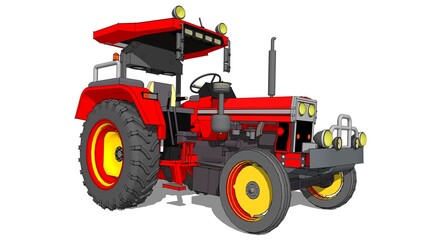 tractor graphic sketch 3d illustration