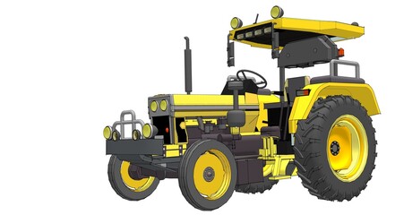 tractor graphic sketch 3d illustration