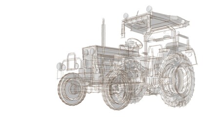 tractor graphic sketch 3d illustration