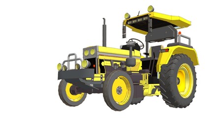 tractor graphic sketch 3d illustration