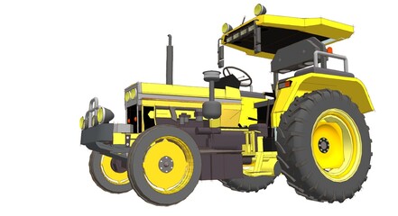 tractor graphic sketch 3d illustration