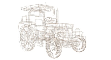 tractor graphic sketch 3d illustration