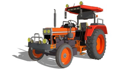 tractor graphic sketch 3d illustration