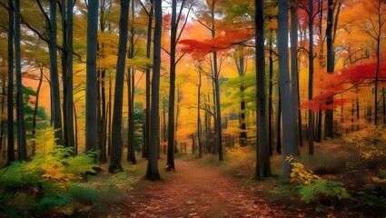 The colors and sounds of a forest in autumn