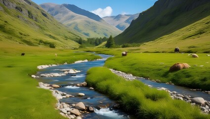 Picture a clear mountain stream flowing through a vall