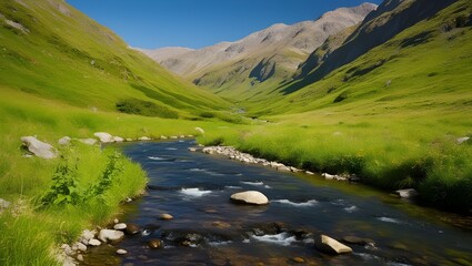 Picture a clear mountain stream flowing through a vall
