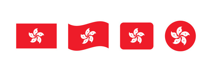 Vector Hong Kong flag. Set of Hong Kong Flags Collection. 
