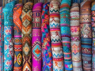 Fototapeta premium bohemian chic patterned textiles colorful highresolution travel photography