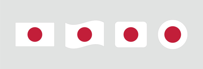 Vector Japan flag. Set of Japan Flags Collection. 
