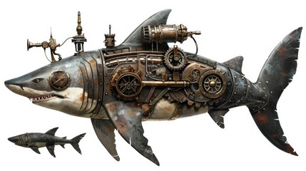 Fototapeta premium Steampunk Shark