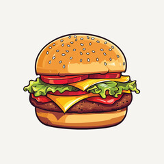 classic hamburger illustration simple flat color vector