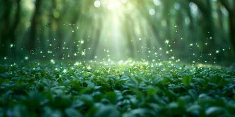 Enchanted Forest Clearing Fireflies, Magical Creatures, Spells, and Nature's Symphony. Concept Enchanted Forest, Fireflies, Magical Creatures, Spells, Nature's Symphony