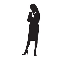 Business woman silhouette. Black silhouette on a white background.