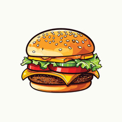 classic hamburger illustration simple flat color vector