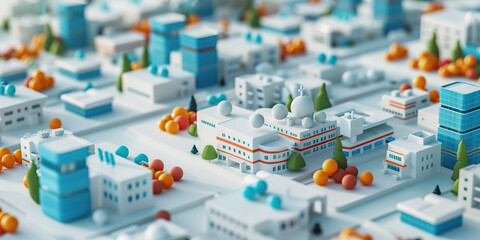 Healthcare Disparities: Images contrasting well-equipped hospitals in affluent areas with underfunded clinics in low-income neighborhoods, illustrating healthcare disparities