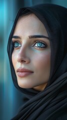 Naklejka premium Middle-aged Saudi Arabian woman with a hijab