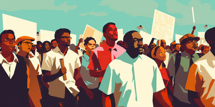 Civil Rights Struggle: Historic images of protests and movements for civil rights, showcasing the fight for equality and justice