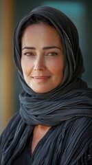 Middle-aged Saudi Arabian woman with a warm smile
