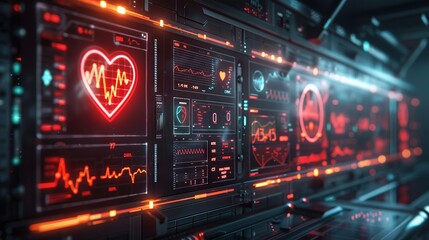 Fototapeta premium Futuristic Heart Monitoring System with Advanced Medical Technology Interface