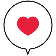 ハート　吹き出し　枠　アイコン　イラスト　赤v
