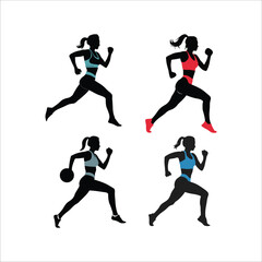 Fototapeta premium Female fitness, sports and gym isolated silhouette vector template