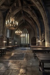 Fototapeta premium A magical academy where young witches and wizards learn to harness their powers and uncover ancient secrets.