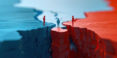 Political Polarization: Graphics showing the widening gap between political ideologies, emphasizing the need for constructive dialogue and understanding