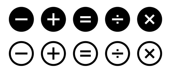  Plus, minus, multiply, equal and divide sign. Calculator icon. Calculate symbol. Finance symbols.